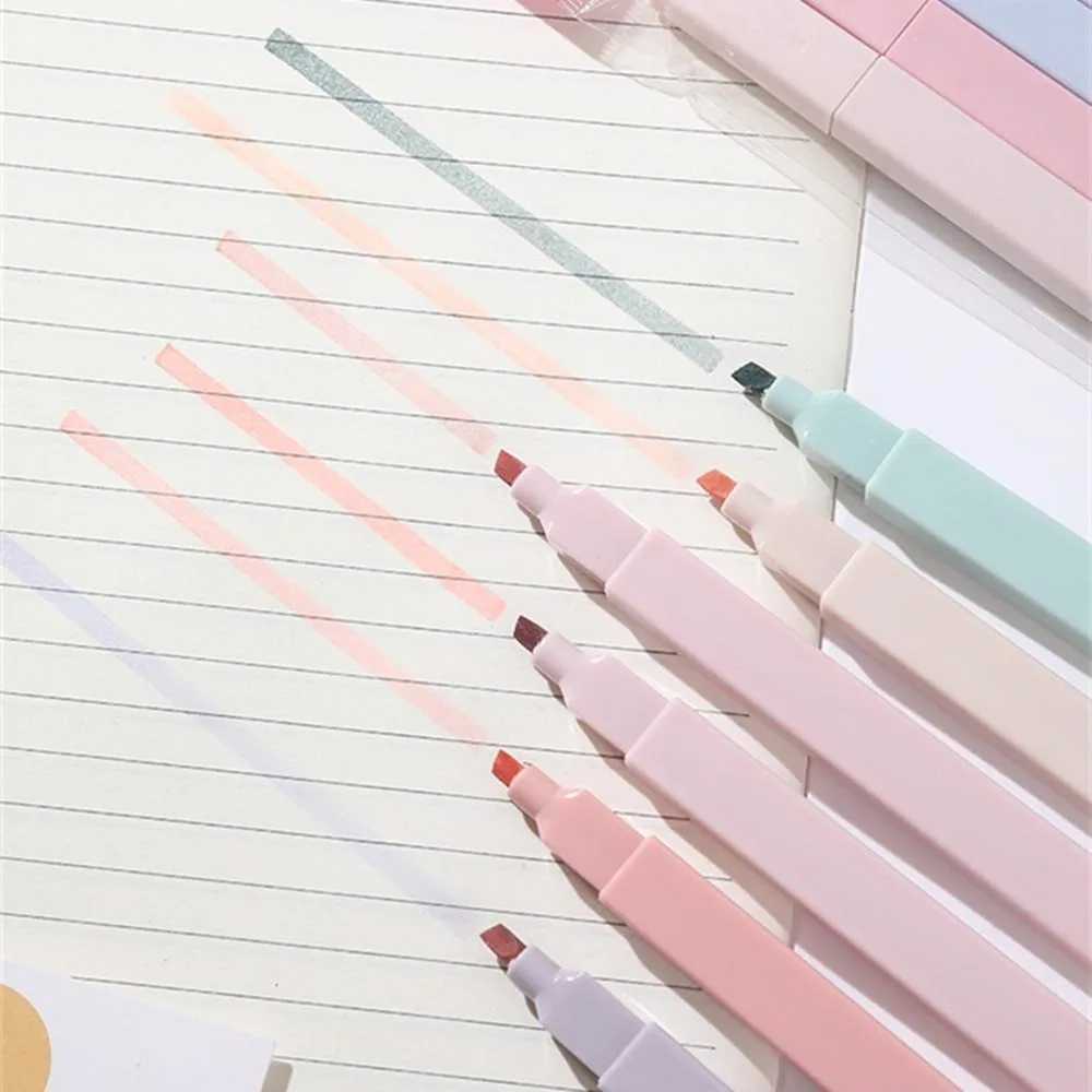 

6Pcs Pastel Highlighters Pen Art Drawing Fluorescent Color Marker School Office Supplies Students Stationery