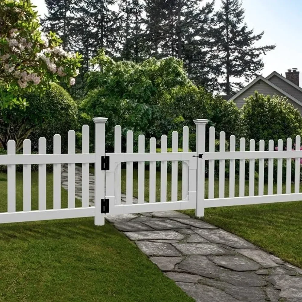 

Outdoor Garden Fence ,Premium-Grade Vinyl All American Gate Yard and Garden Decors, Stainless Steel, White