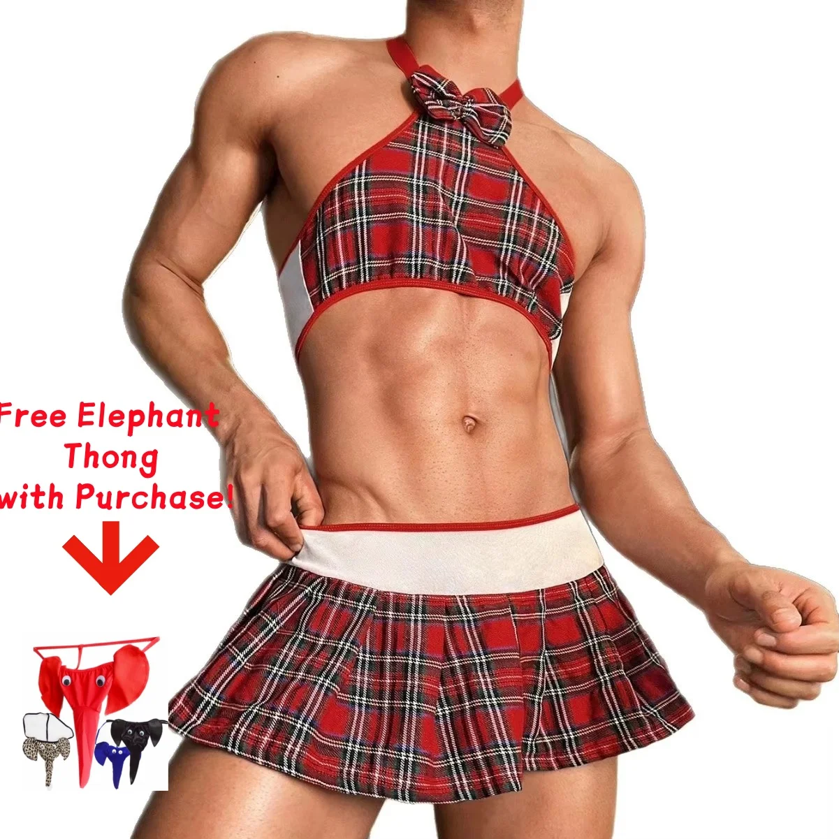 Halloween  Man's Sexy Cosplay Student Uniform Night Culb Gay Naugty Party Roleplay Schoolgirl Lingerie Dress Male Fliter Wear