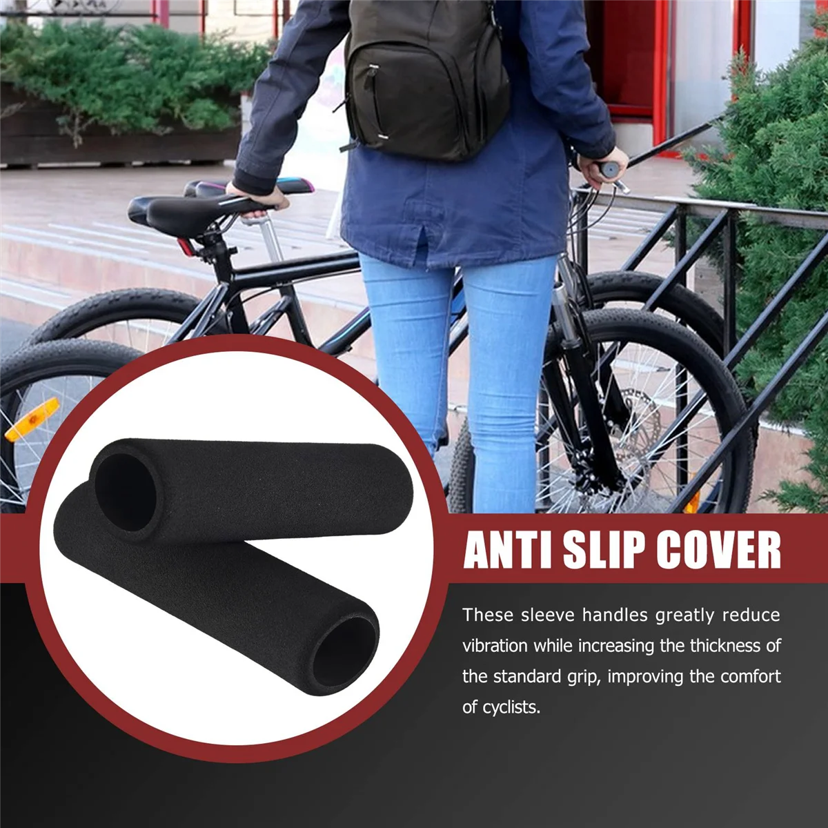 2PCS Motorcycle Slip-on Foam Anti Vibration Comfort Handlebar Grip Cover Applicable Sleeve Inner Diameter 2.7-3.0 CM