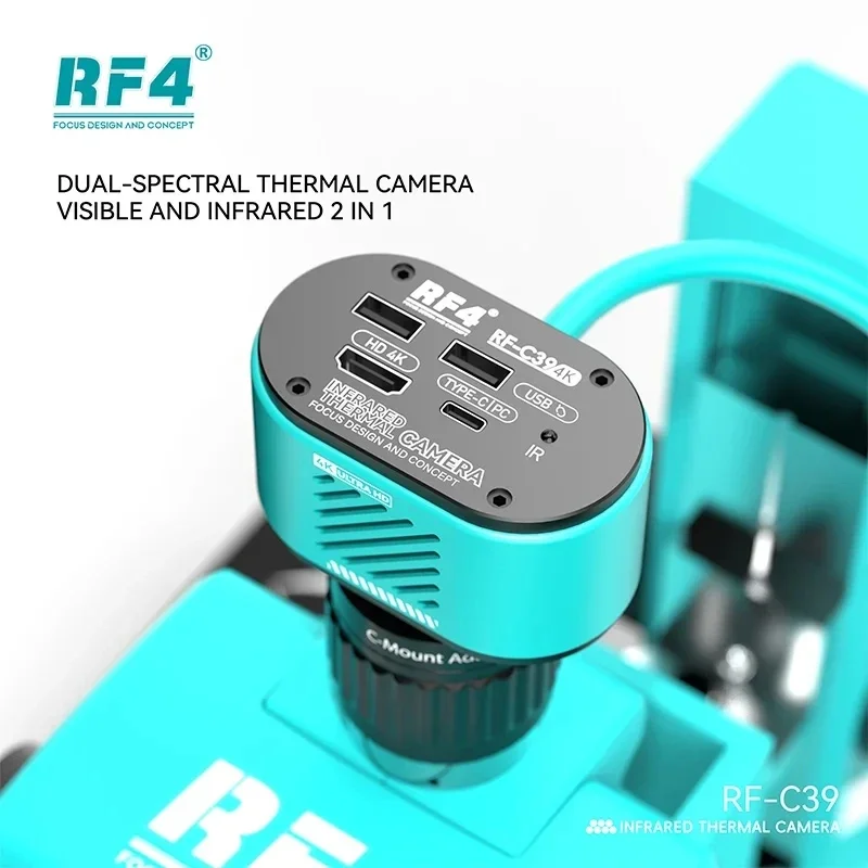 Cámara térmica de doble espectral RF4 RF-C39 visible y infrarroja para microscopio, control de placa base, Detector de fallos de imagen térmica