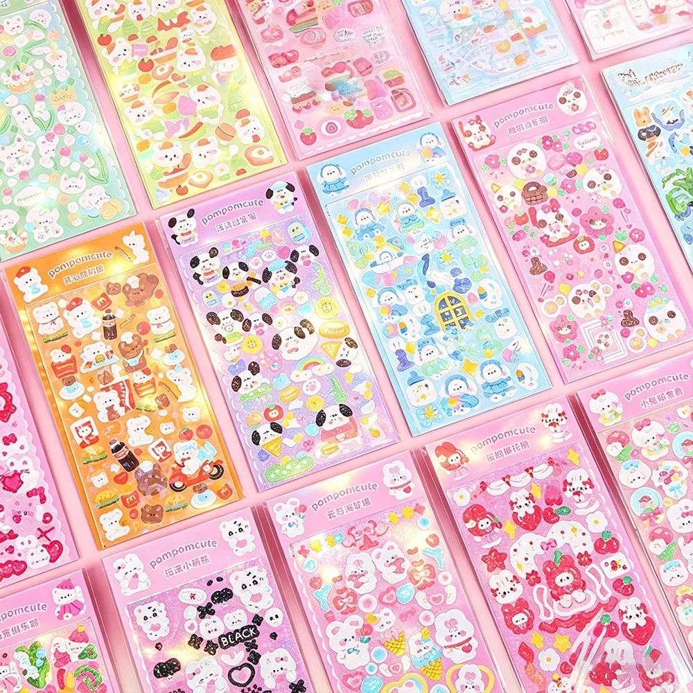Girl’s Journaling Sticker Pack, Waterproof Holographic Cartoon Decals for Guka DIY, Laser Cute Kawaii Scrapbook & Notebook Decor