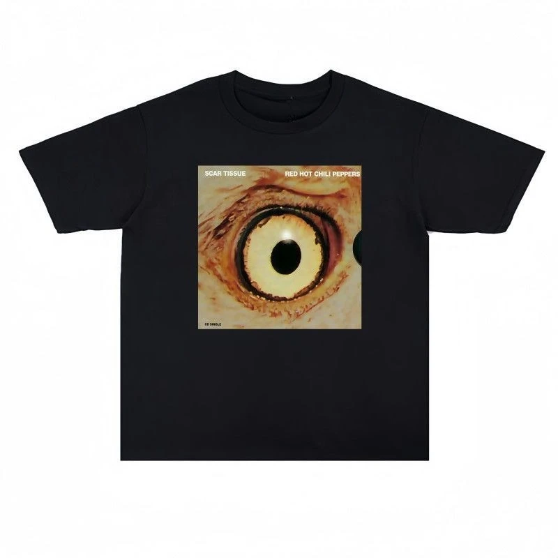 

RED HOT CHILI PEPPERS Pays Tribute To Ретро футболка из чистого хлопка с короткими рукавами и принтом красного перца чили