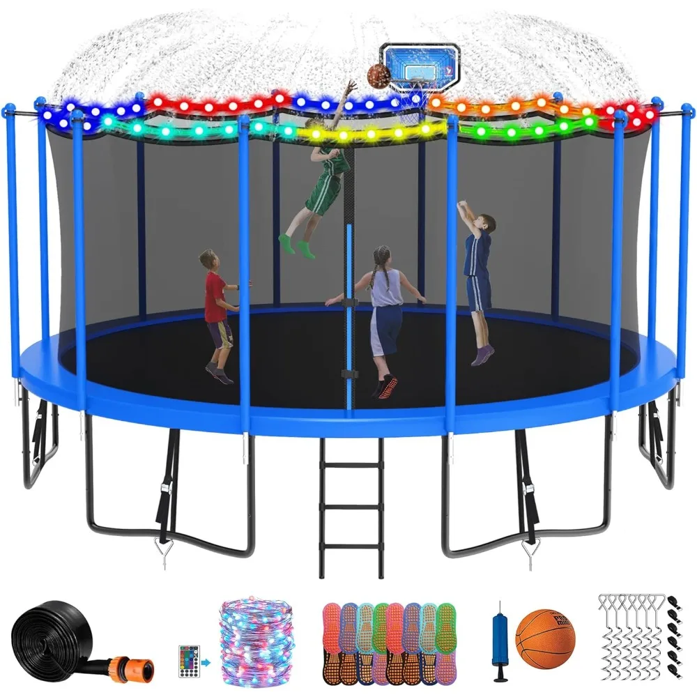 

1500 LBS 16FT Tranpoline with Safety Enclosure Net,Basketball Hoop, Spring Pad, Ladder, Combo Bounce Jump Tranpoline