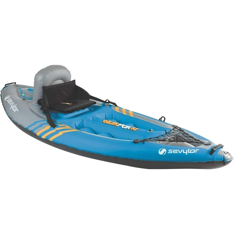 Sevylor QuickPak K1 1-Person Inflatable Kayak, Kayak Folds into Backpack with 5-Minute Setup,21-Gauge PVC Construction;Hand Pump