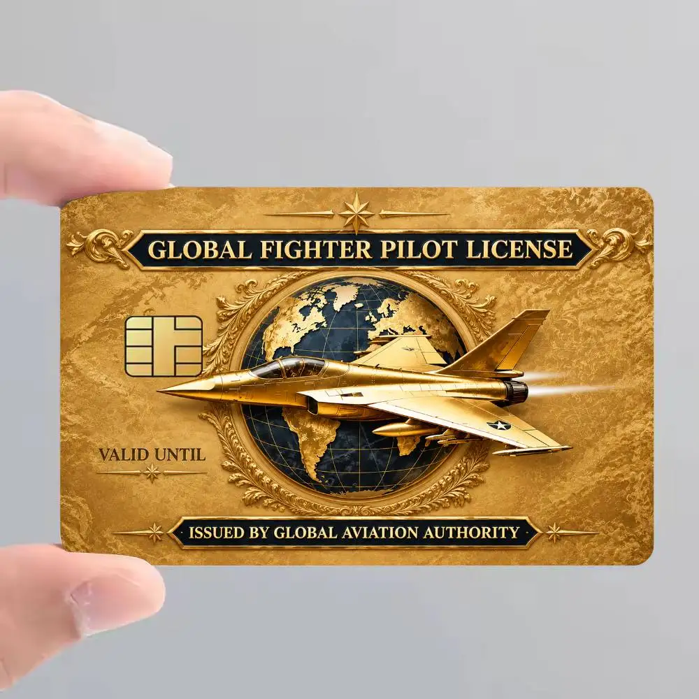 Global Fighter Pilot License Credit Card Skin Stickers For Bank Card Bus Metro Card Sticker Waterproof