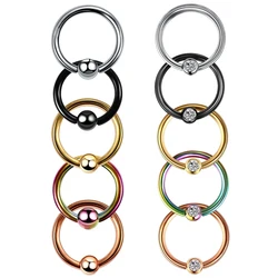 WKOUD 1Pc Titanium Nose Piercing Earrings Anodized Captive Bead Rings 16G Septum Hoop Ring Helix Daith Cartilage Tragus Earrings