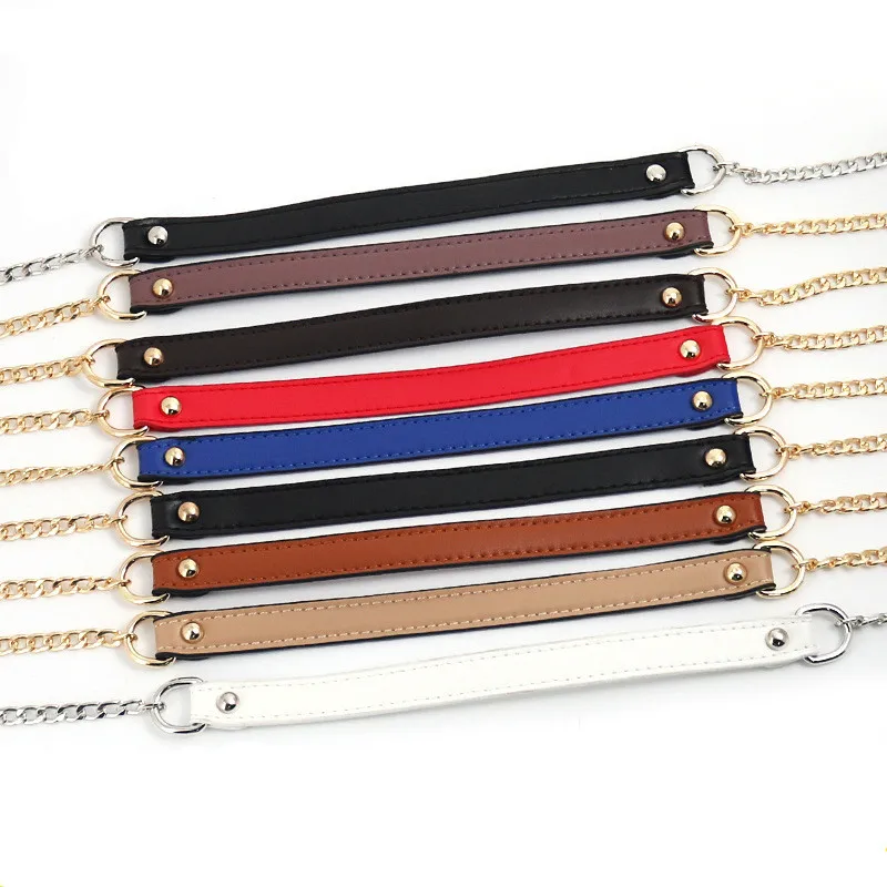 120cm Long PU Leather Shoulder Strap Gold Metal Messenger Bag Chain Fashion Women Handbag Belt Handle Diy Bag Part Accessories