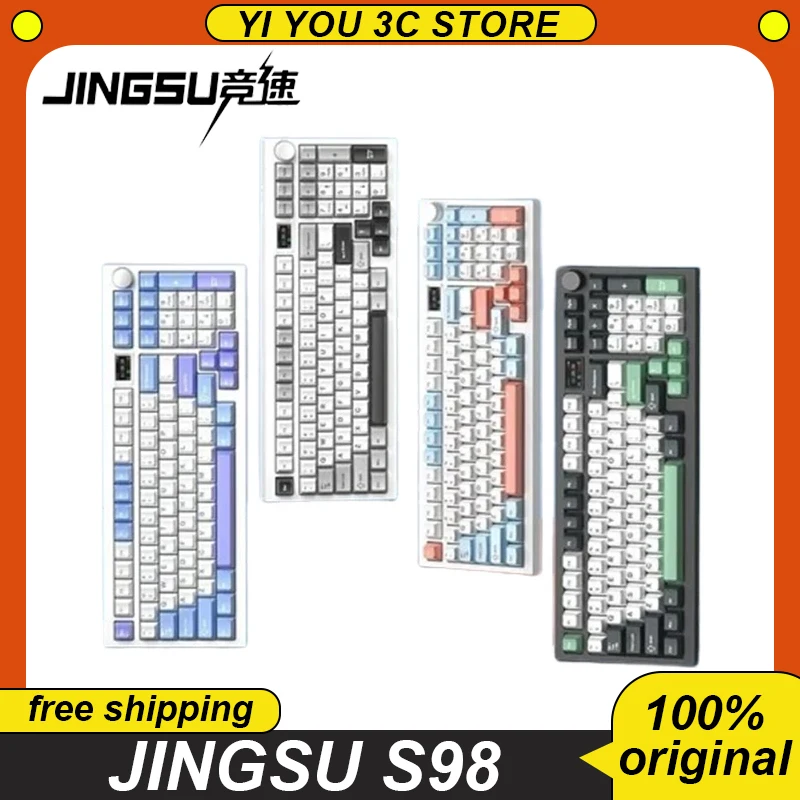 

Jingsu S98 Mechanical Keyboard Three Mode Bluetooth Wireless Rgb Gasket Full Key Hot Swap 98 Keys Pbt Customized Gaming Keyboard