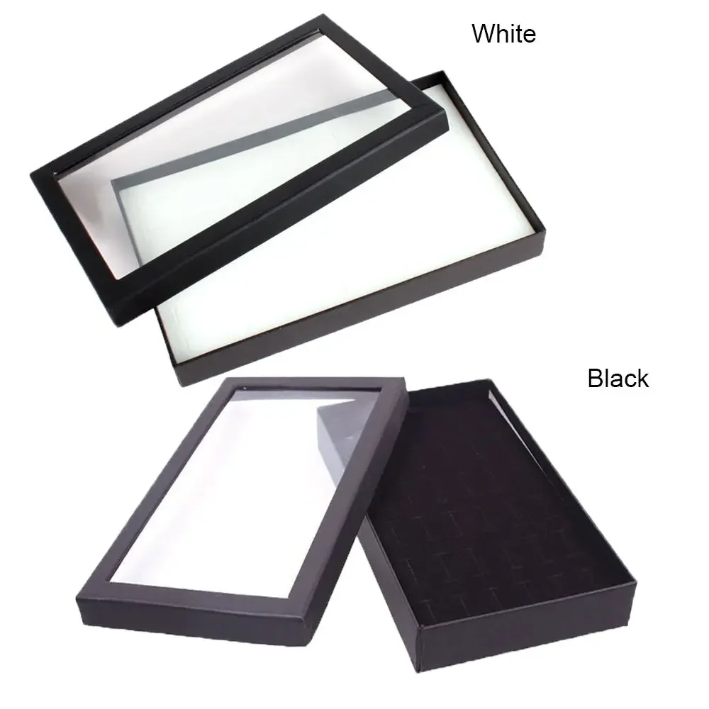 Earrings Jewelry Display Holder Organizer Practical Show Case Transparent Window PVC 36 Slots Ring Box Tray Storage Case