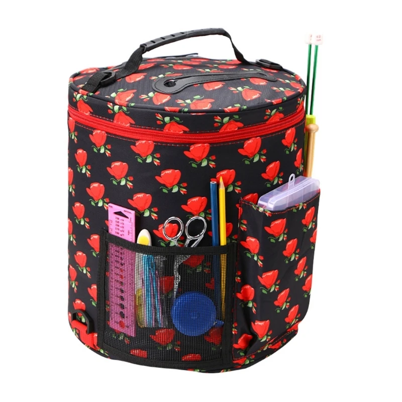 Knitting Tote Bag Crochet Bag Yarn Storage Bag with Compartments for Crochet Hooks, Knitting Needle and Accessories