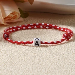 Go2boho Luck Multi Red&White Cotton Thread String Square A-Z Letter Jewelry 2024 Handcrafted Warm Bracelets for Women Men