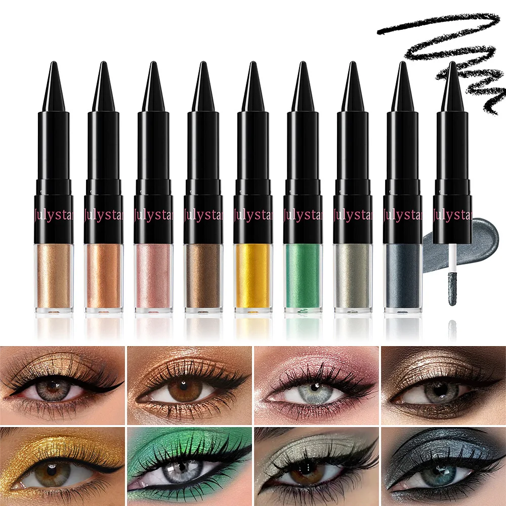 2-in-1 Liquid Eyeshadow with Shimmer & Eyeliner Dual Ended Highly Pigmented Smudge Proof Party Makeup