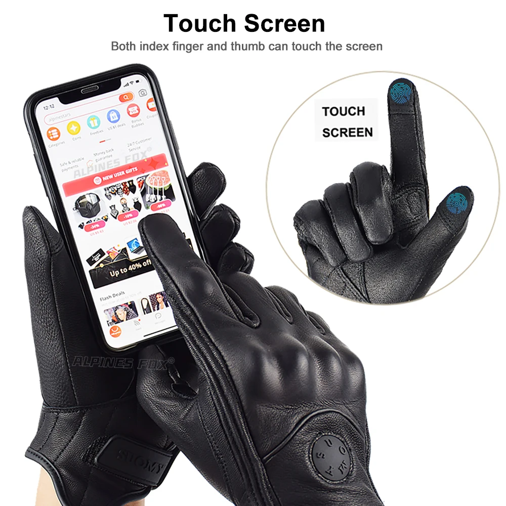 SUOMY-Gants de moto vintage en cuir véritable pour femmes, gants de vélo de course sur route, écran tactile, gants de motocross, GufamilMan