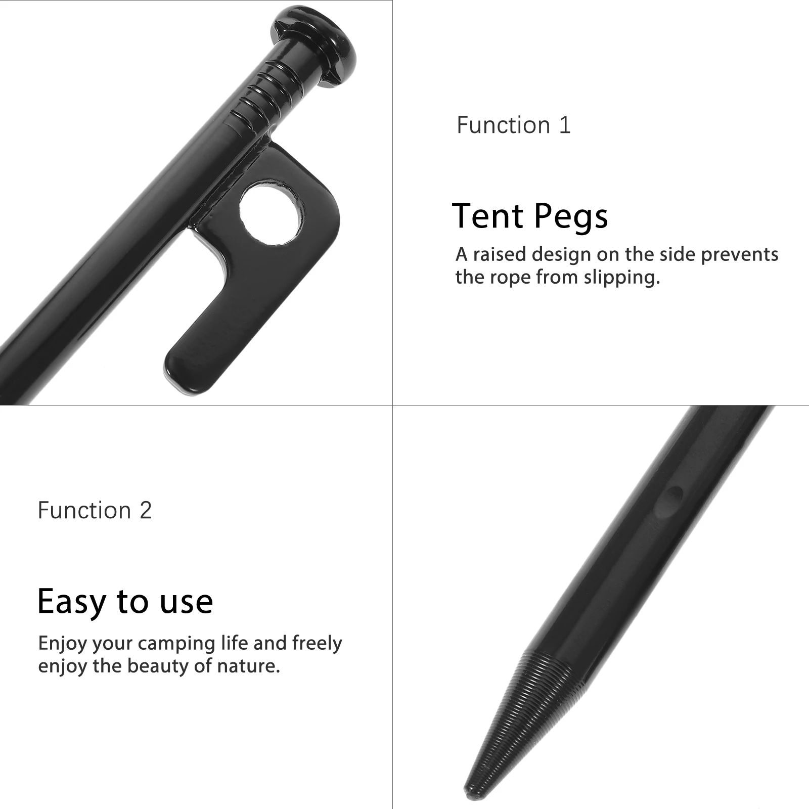 

2Pcs Tent Pegs Sturdy Steel Outdoor Camping Fixing Pole Hexagonal Plum Shape Easy Digging Raised Design Tent Pegs