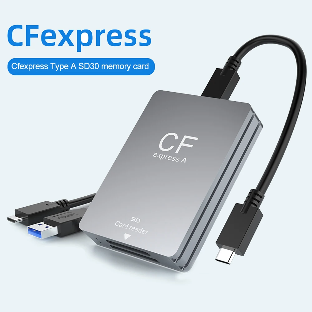 2 в 1 CFexpress Type A SD Card Reader CF Express Card Reader Адаптер USB 3.2 10 Гбит/с с кабелем USB C к USB C/A для зеркальных фотокарт