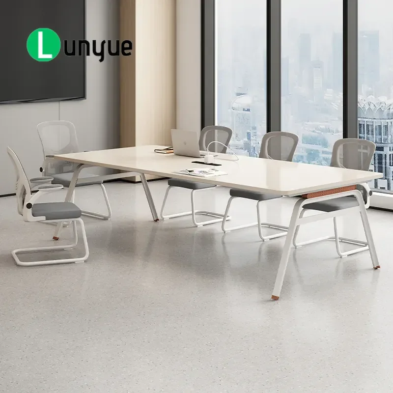 Modern Conference Table Long Office Desk Simple Reception Negotiation Training Meeting Room Furniture Large Size Durable Wood