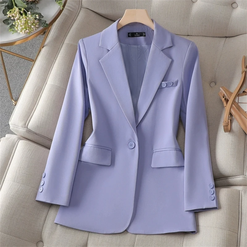 

2025 New Ladies Formal Blazer Women Long Sleeve Single Button Blazers Jacket Coat Female Spring Autumn Suit Jacket Outwear Tops