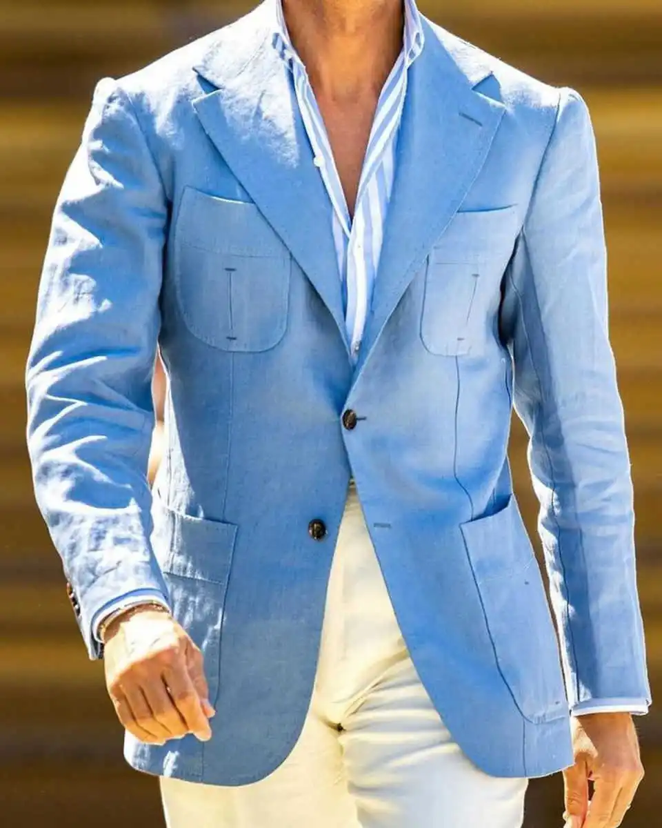 Designer Men's Suit Coat Notched Lapel Tuxedos Single Breasted Groom Wear Business Party Only Blazer Customized