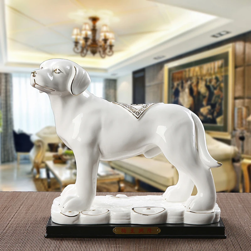 Ceramic Zodiac Dog Decoration Large Size Zhaocai Zhenzhai Fengshui Home Decoration Dog Crafts Home Decoration Jewelry