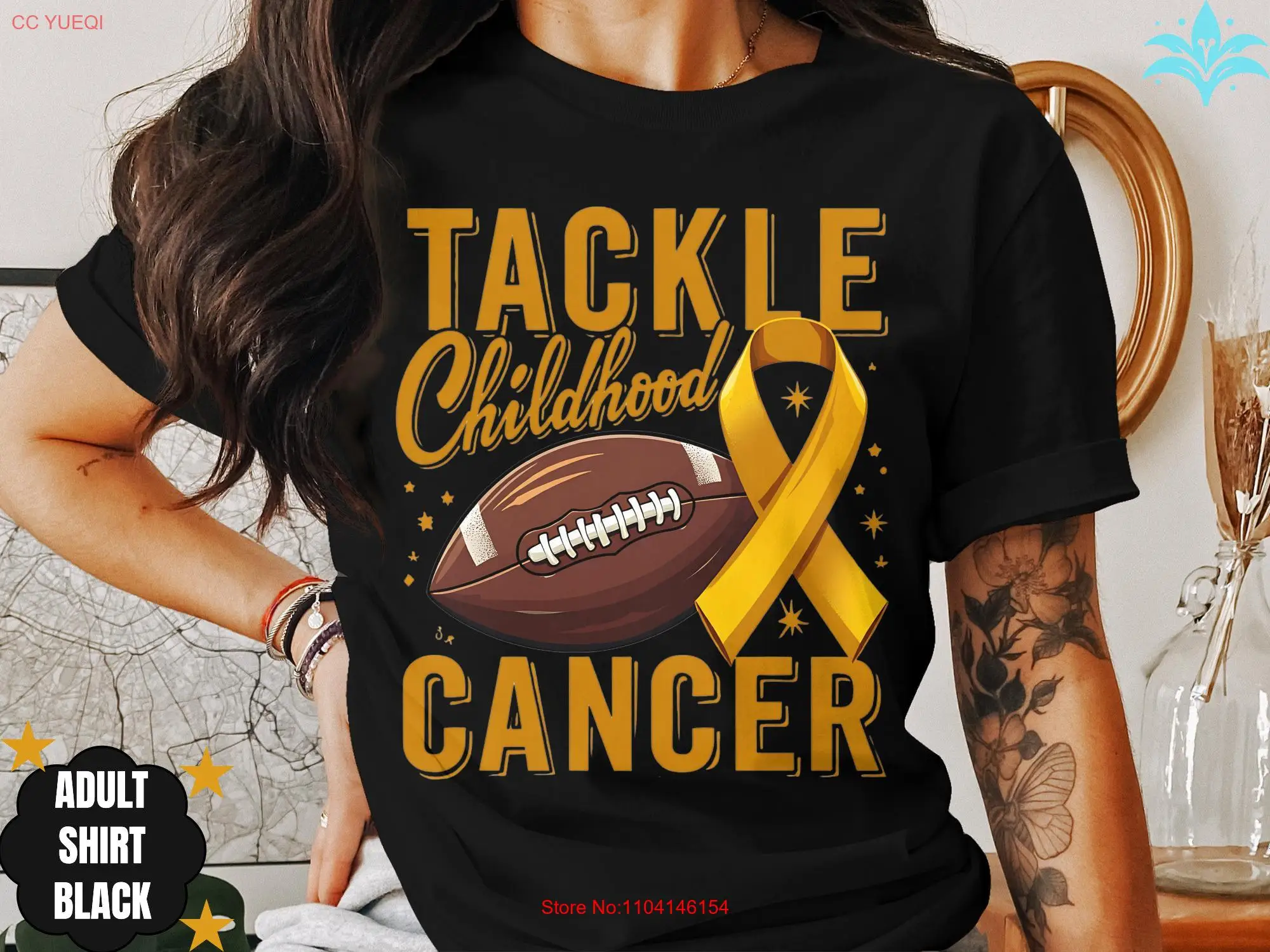 Childhood Cancer Awareness Pediatric T Shirt Kid Support Gold in September Fighter Tackle long or short sleeves