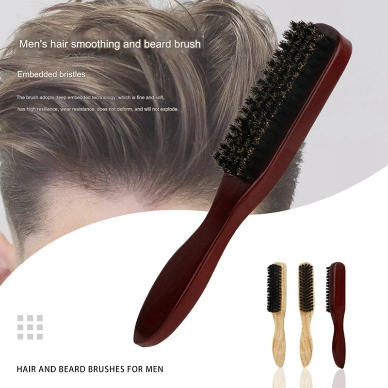 Brosse à cheveux de sanglier, brosse à barbe de barbier, pour femmes et hommes brosse à cheveux brosse à barbe jaune