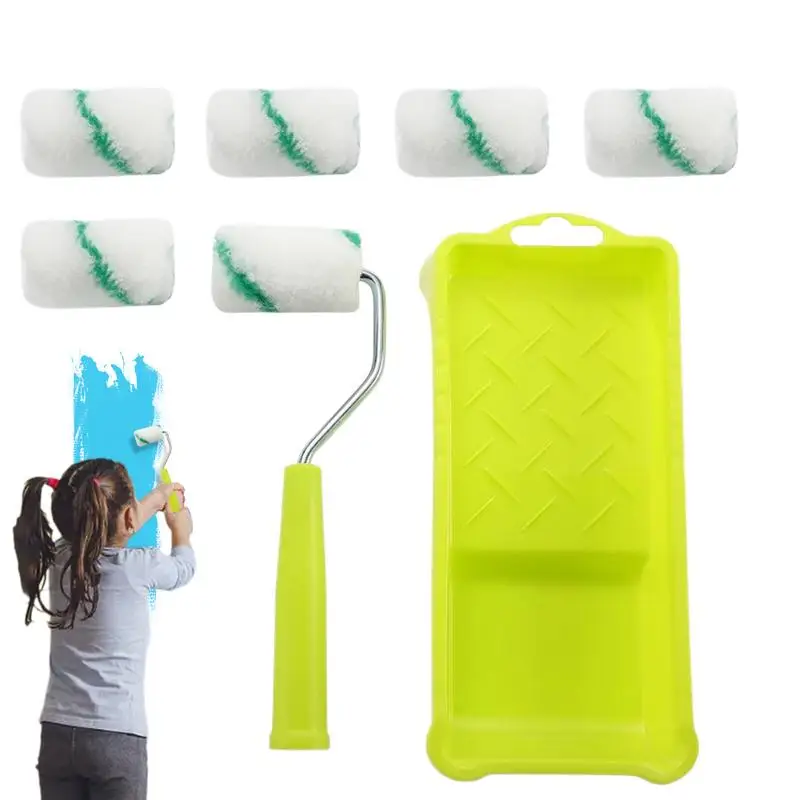 

Paint Edger Combo Kit Mini Roller Edger Brush For Wall Painting With Paint Tray Handheld Clean-Cut Paint Edger With Handle