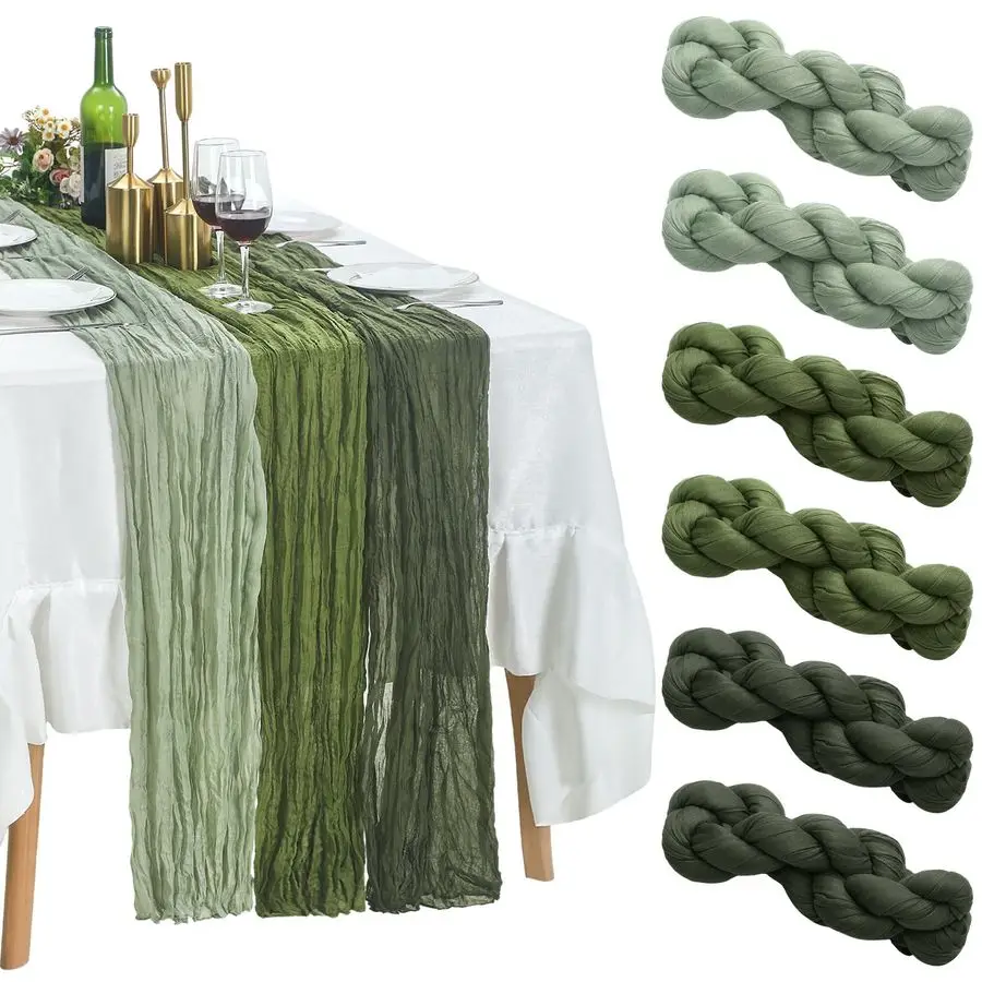 

Скатерть-дорожка из марли (10 футов) в стиле бохо-рустик для свадеб, дней рождений, детских праздников, торжеств и ужинов