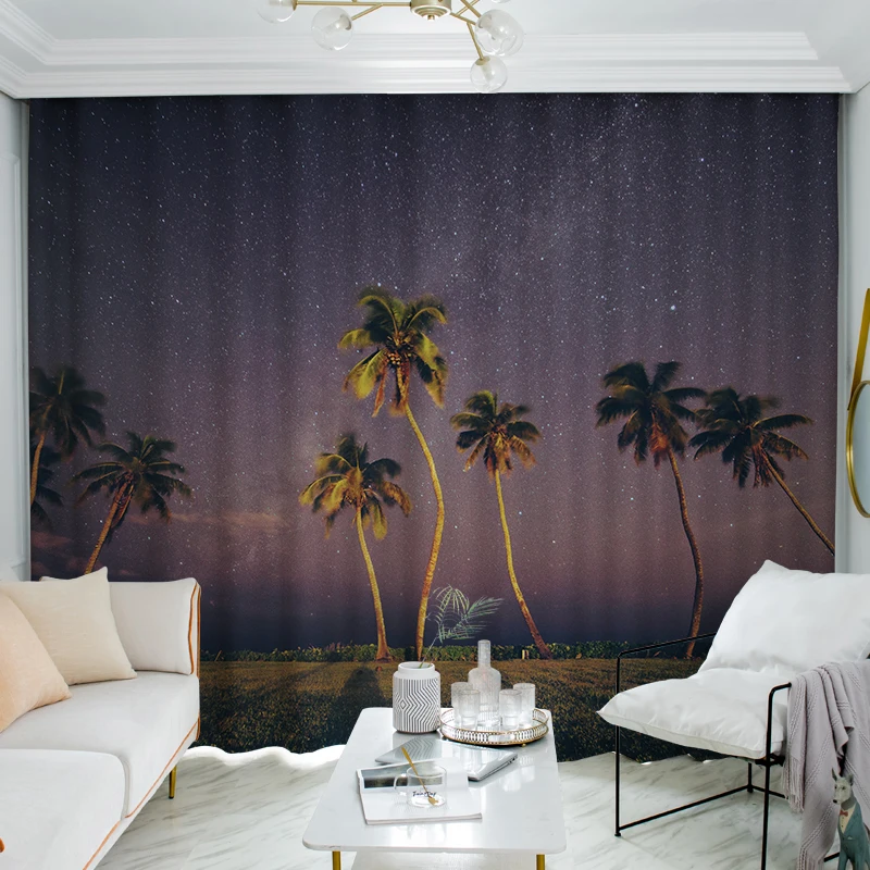 2 Panel Semi-blackout Curtains Scenic Starry Bedroom Rooms Decorated with Simple Modern Sun Protection Living Room Blinds Window