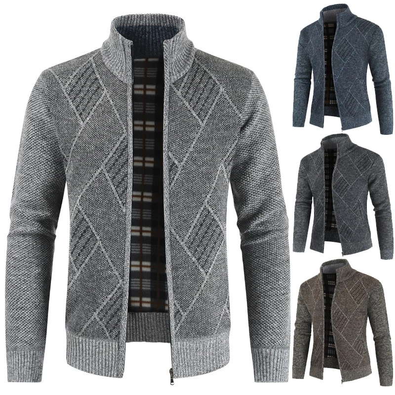 

Fashionable Zipper Men's Sweater Casual Style European Size Youth Winter Long Sleeve Knitted Outerwear Stylish Urban Look