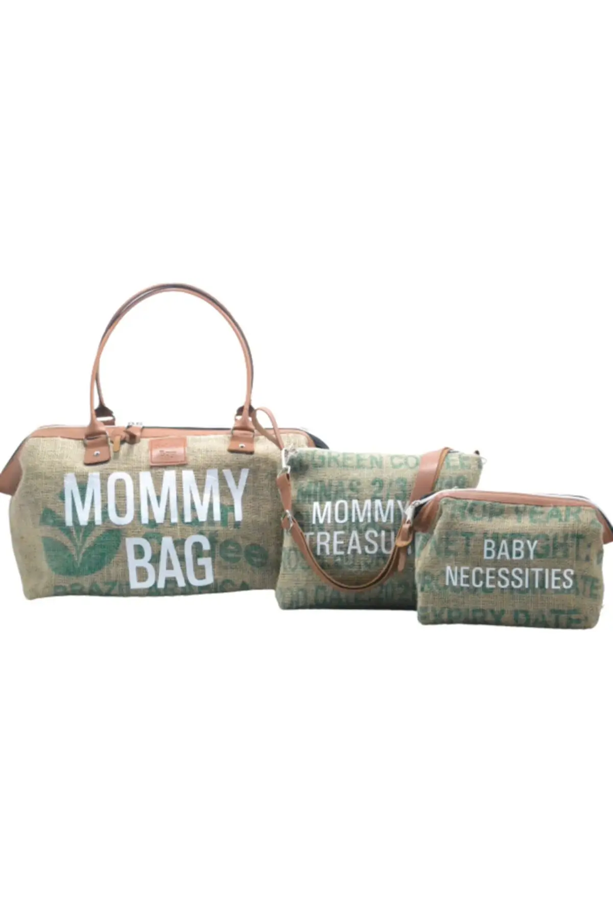 Mommy Bag Coffee Jute Design 3 Pcs Set Baby Mommy Baby Care Bag 2022 Mommy Bag Stroller Organizer Changing Travel Backpack