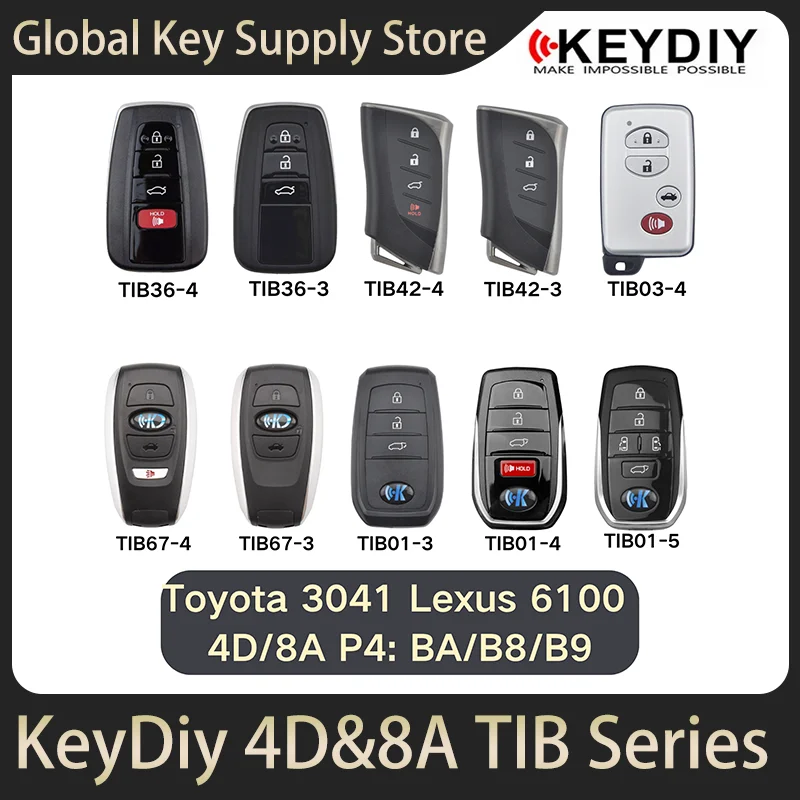 

KeyDiy 4D8A remote TIB36-4 TIB36-3 TIB42-4 TIB42-3 TIB67-4 TIB67-3 TIB01-3 TIB01-4 TIB01-5 TIB03-4 TBTDB 6100 3041 BA B8 B9 KDX4