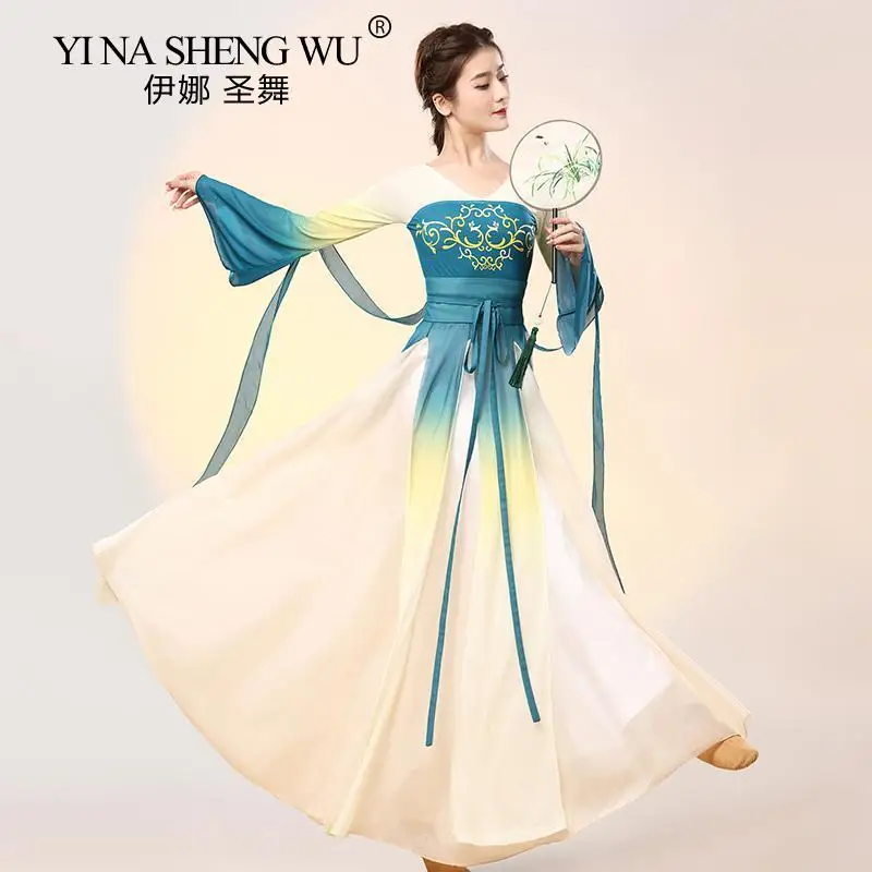 Classical Dance Practice Clothes Women's Long Gauze Chinese Dance Performance Clothing Long Skirt Professional Practice Clothes