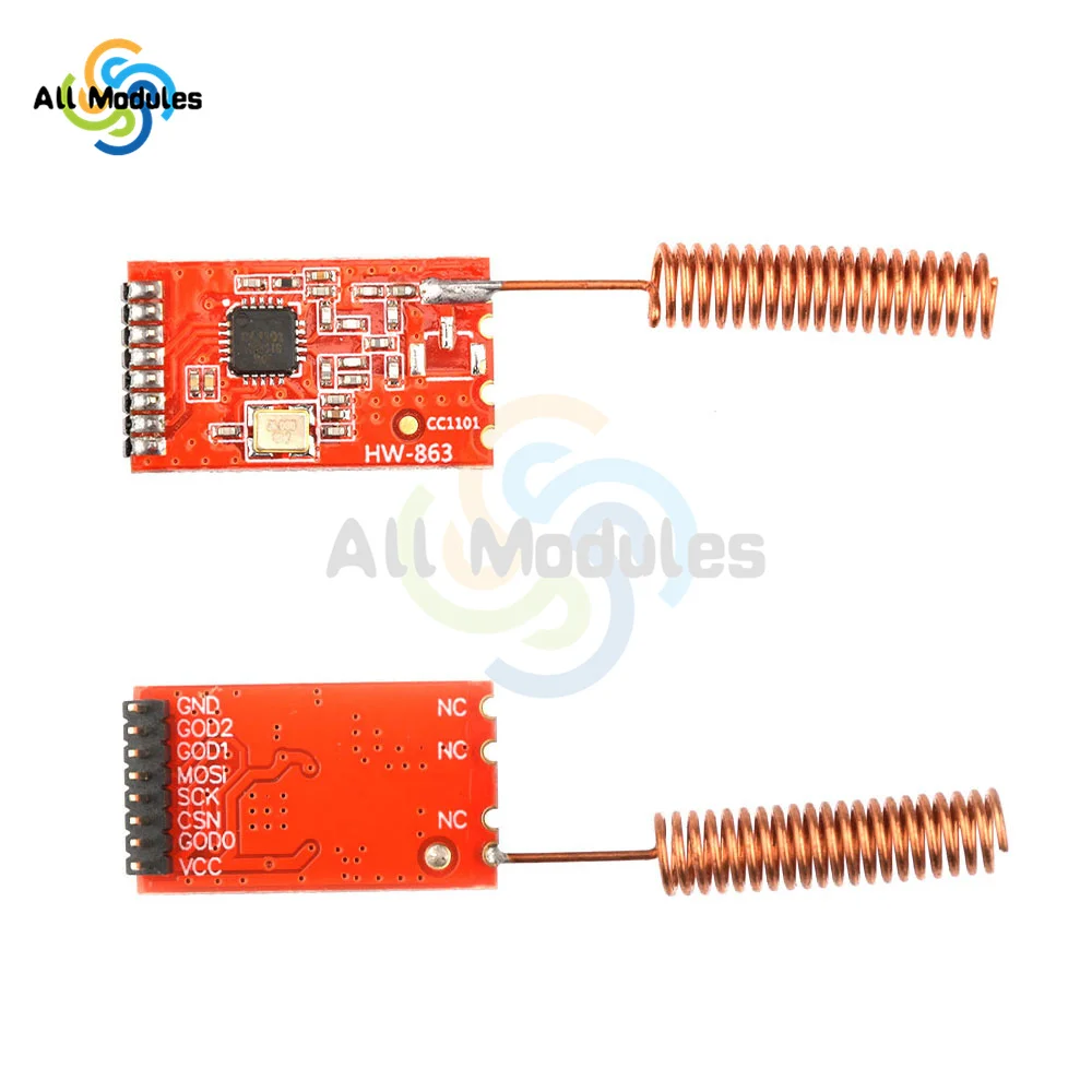 CC1101 Wireless RF Transceiver Board Module, Antena de Transmissão de Longa Distância para FSK, GFSK, ASK, OOK, MSK, 315 MHz, 433 MHz, 868 MHz,