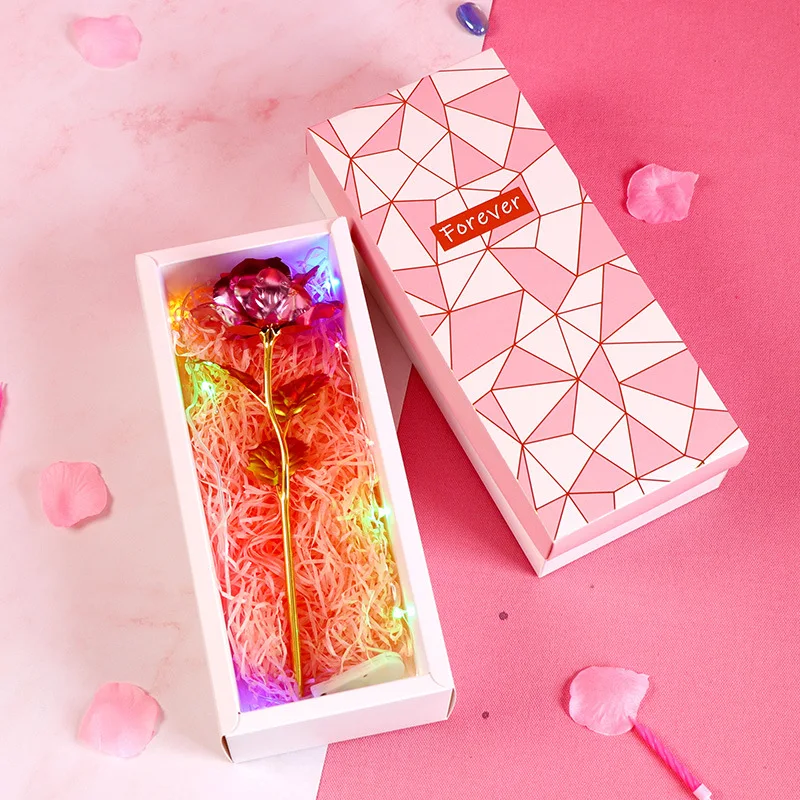 [1개 크리스탈 다이아몬드 장미] 고급스러운 크리스탈 다이아몬드 장미 선물 상자, 녹색 잎과 금색 줄기가 있는 붉은 장미 (웨딩용)