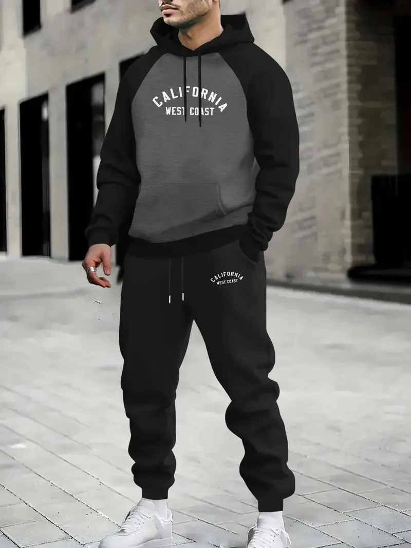 

2025 весенне-осенний новый мужской комплект свитшотов, повседневная спортивная уличная одежда с цифровым принтом, удобная, расслабленная