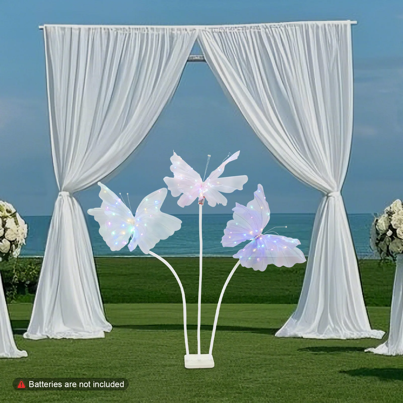 

Light Pink Plastic 33*33*16cm LED Butterfly Road Lamp with Base Wedding Party Scene Layout Column