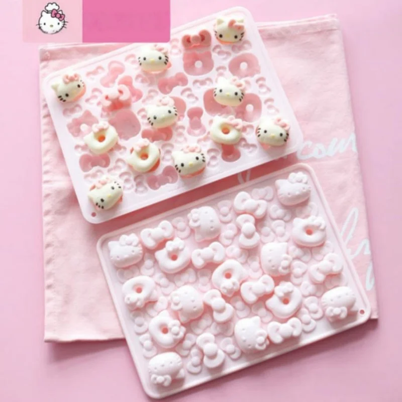 

Kawaii Hello Kitty Y2K cartoon cute chocolate ice cube mold pudding jelly chocolate small ice grid creative mold Girls for Gifts