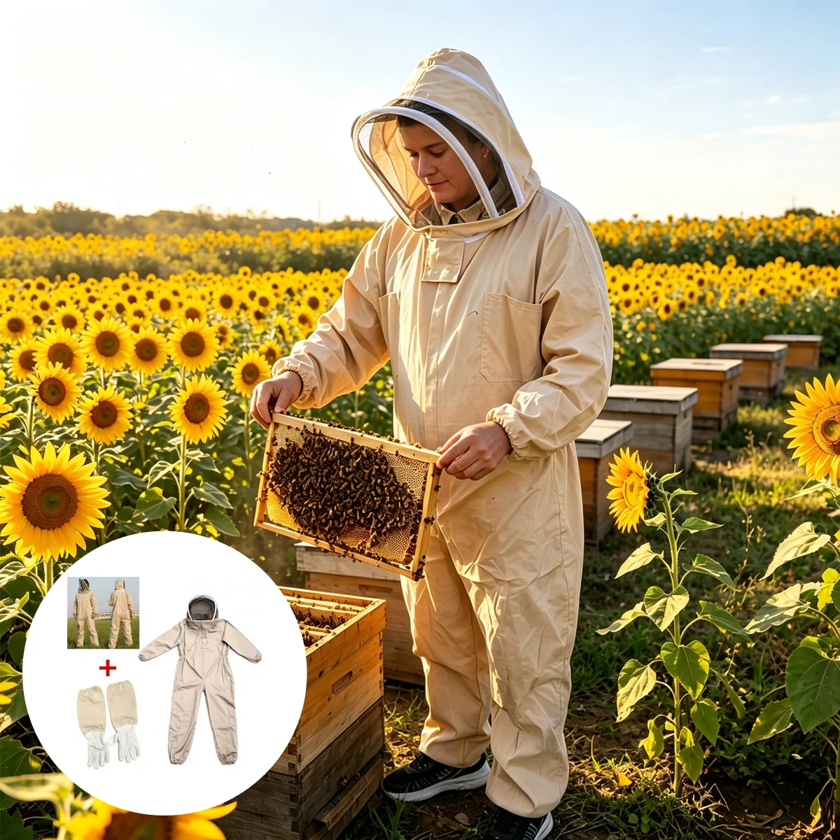 Breathable Beekeeping Suit With Gloves Hat Beekeeper Children Working Net Clothes Zip Equipment Children's Insect-proof Clothing