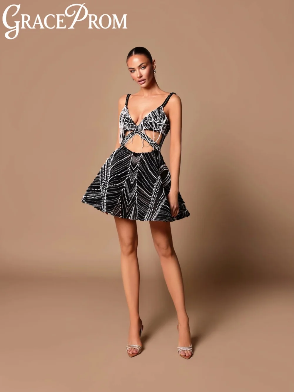 

Новое поступление, мини-вечернее платье с жемчугом, изысканное платье с глубоким v-образным вырезом и тонкими бретелями, свадебное платье, шикарные элегантные платья для выпускного вечера по индивидуальному заказу