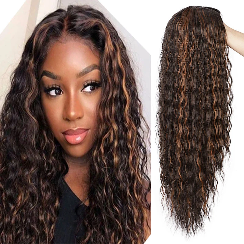 

European and American women's , small lace , two-tone long curly synthetic hair , Water wave wigs