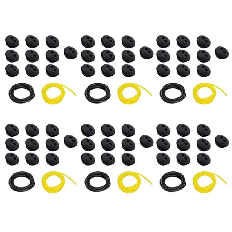 A74E-60 Pcs 2 Holes Fuel Tank Grommet Rubber With Fuel Line Pipe For Brush Cutter Grass Trimmer