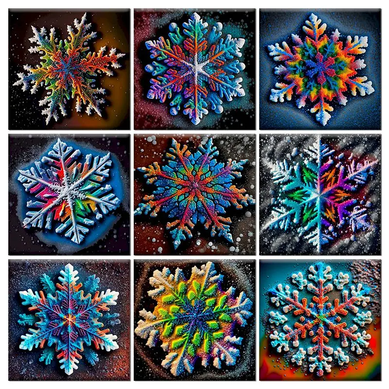 

GATYZTORY Diy Painting By Number kits Colorful Snowflakes Drawing On Canvas Art Gift 40x40cm Pictures By Number Kits Home Decor