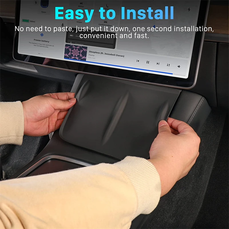 

Car Silicone Charging Pad Non-Slip Mat Dust-Proof Wireless Charger Protect Cover For Tesla Model 3 Y 2021 Interior Accessories
