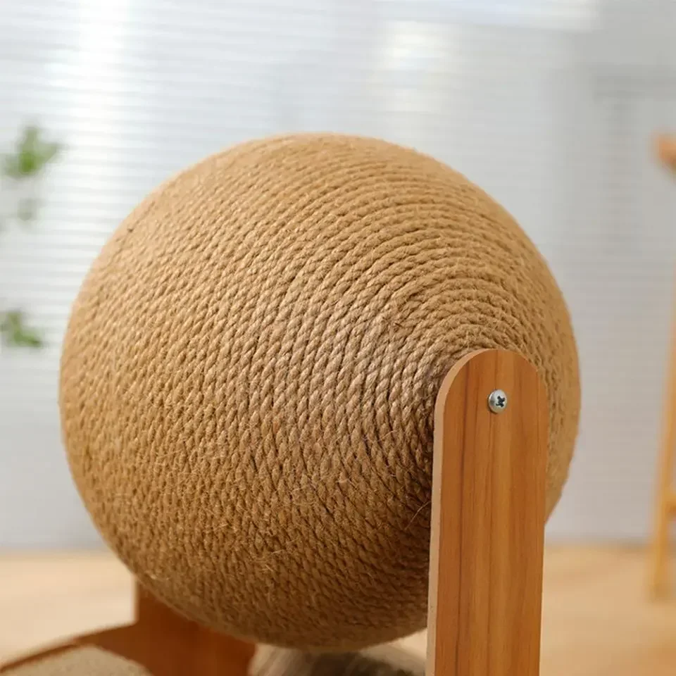 Hölzerner Katzenkratzball, 2-in-1-Kratzball für Katzen, Sisal-Kratzbrett, verschleißfestes Schleifpfoten-Spielzeug, Massivholzschaber für Katzen – Detail 2