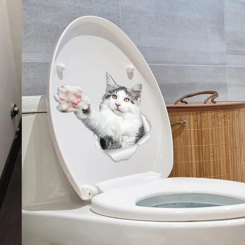 M458 Cat Stickers Breakout Siamese Wall Sticker Home Decoration Toilet Decals for Bedroom Kitchen Living Room Walls Decor