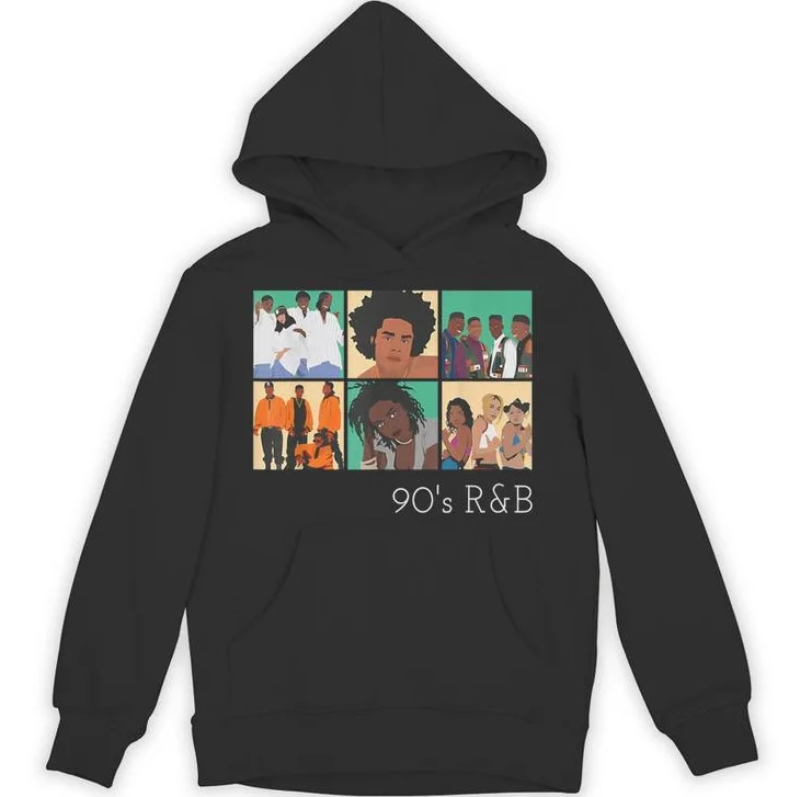 90s R & B مطبوعة القطن الرجال هوديي جديد عارضة أزياء الشارع فضفاض الراحة عالية الجودة هوديي للجنسين الخريف والشتاء