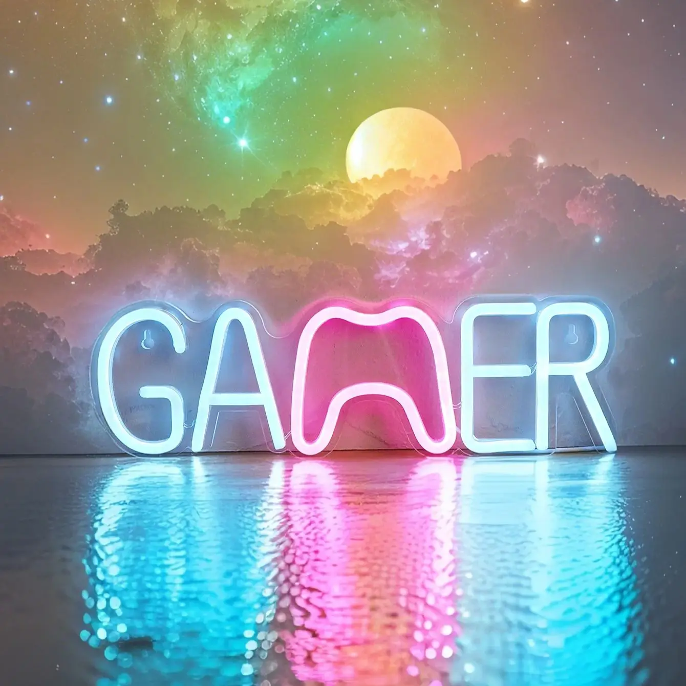 Chi-buy LED Neon Gamer Gamepad USB ขับเคลื่อนป้ายนีออนโคมไฟตกแต่งป้ายของขวัญวันเกิด Wall Art สําหรับห้องนอน Bar Shop