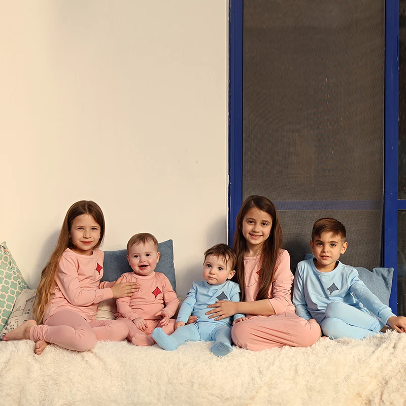 Barcali Modal Soft PJ Family Matching Clothes Kids Boys Girls Baby Pink and Blue Spring Summer Casual Clothing