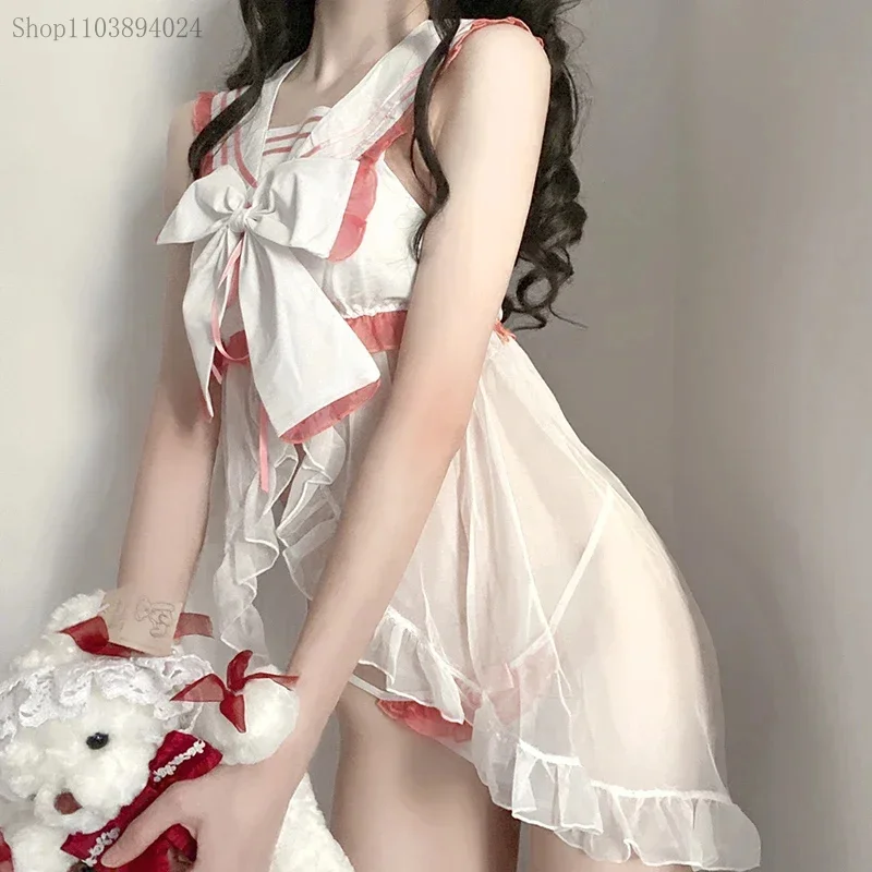 

Cosliy Lolita Cute Moon Сексуальная сетчатая пряжа Прозрачная передняя открытая бант Темно-синее нижнее белье моряка для школьниц Студенческая юбка JK Косплей Unif